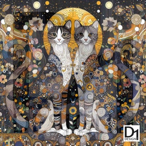 Cats in Flower Digital Download, Trendy Cat Wall Art, Gift for Mom, Cat Lover Wall Decor