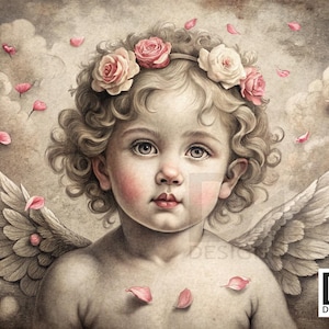 Elegant Cupid and Angel Wall Art  Baroque Cherubs for Valentine's and Christmas Decor, Instant Download