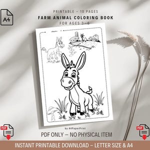 Farm Animal Coloring Pages for Kids | Printable Coloring Book for Ages ...