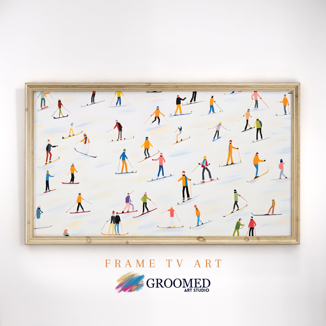 Ski Slope Frame TV Art, Winter Snow Painting (digital Download) - Etsy