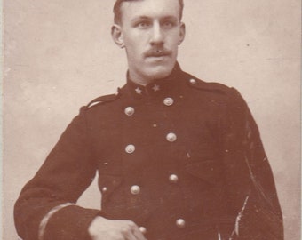 Soldado del ejército francés Joven antiguo francés CDV foto postal - Fotografía Sepia