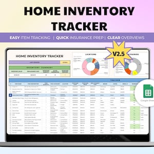 Home Inventory Spreadsheet, Home Inventory Checklist, Home Inventory Tracker, Personal Property Valuables, Insurance Inventory