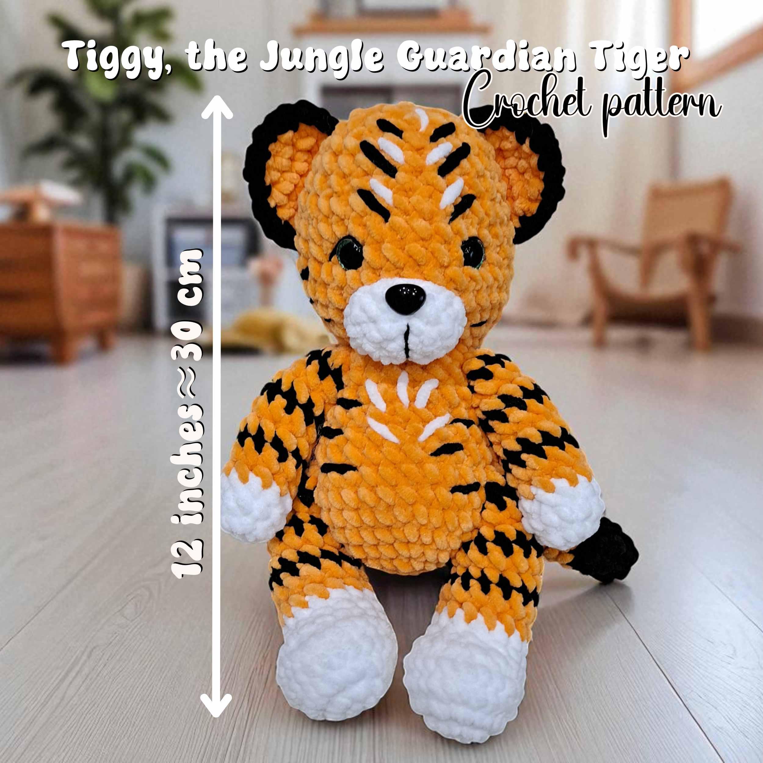 Tiggy the Jungle Tiger Crochet Pattern – Amigurumi Tiger PDF Tutorial (US Terms) - Cute Tiger Crochet - Confident beginner level - Digital - Thumbnail 2