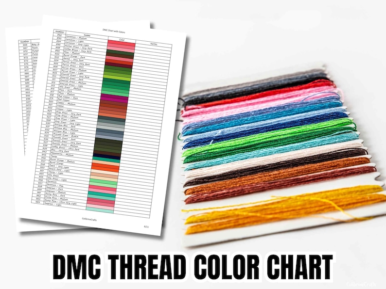 DMC Printable Color Chart Inventory Sheets with Notes Digital Download DMC Chart Instant Cross Stitch Floss Thread Color Sample Chart PDF imagem 4