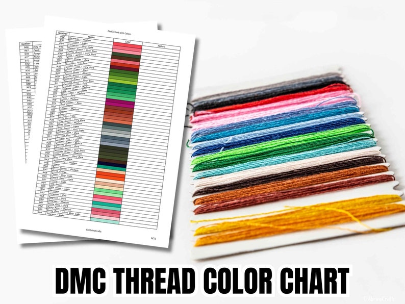 DMC Printable Color Chart Inventory Sheets With Notes Digital Download