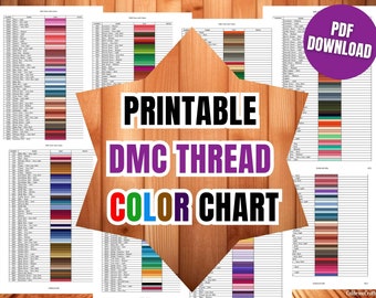 Tableau des couleurs imprimable DMC, feuilles d'inventaire avec notes, téléchargement numérique Tableau DMC, exemple de couleur de fil de soie dentaire instantanée pour point de croix, PDF