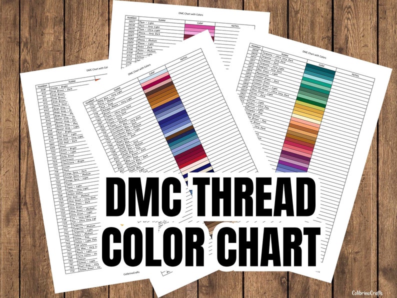 DMC Printable Color Chart Inventory Sheets With Notes Digital Download