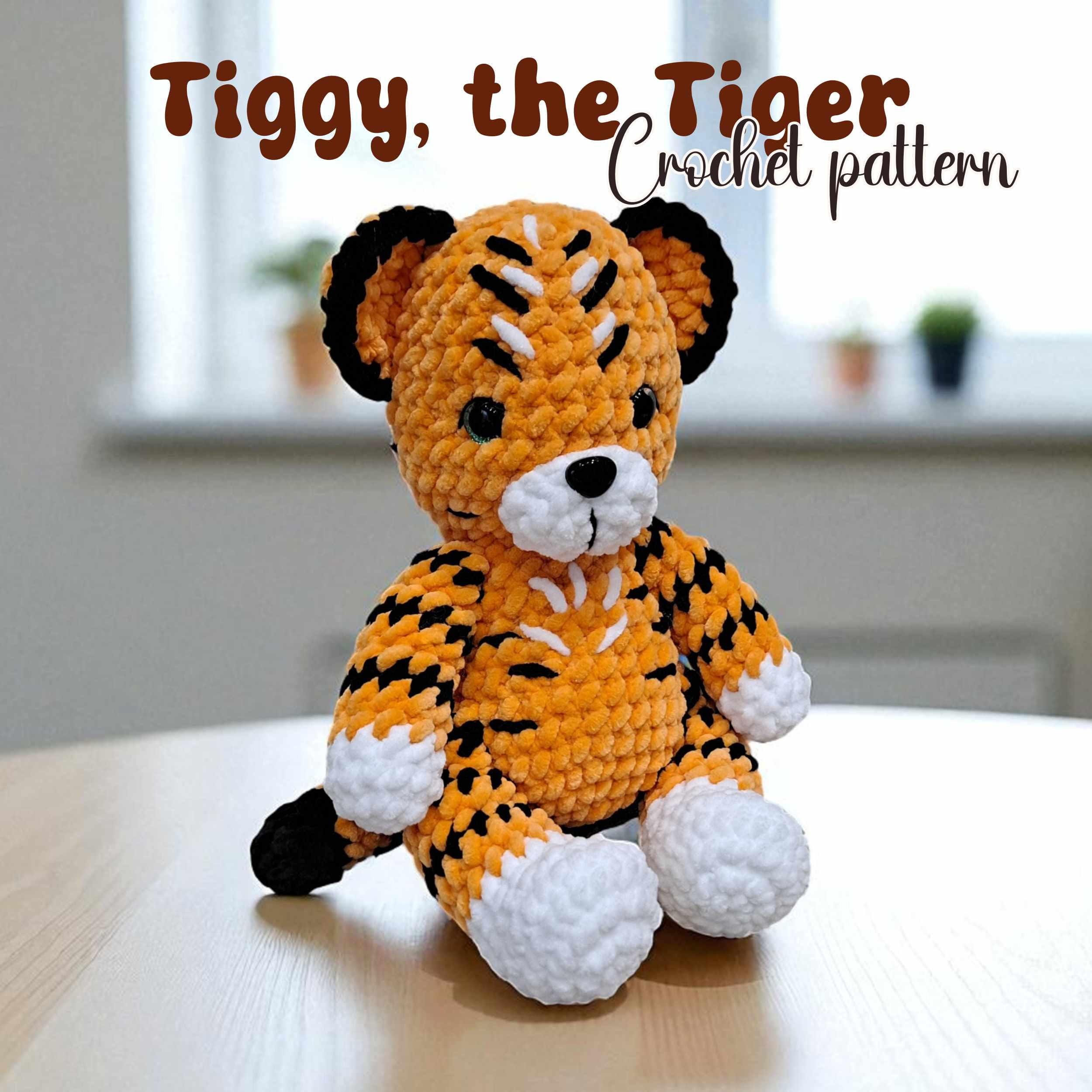 Tiggy the Jungle Tiger Crochet Pattern – Amigurumi Tiger PDF Tutorial (US Terms) - Cute Tiger Crochet - Confident beginner level - Digital