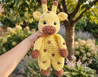 Giraffe Lovey Crochet Pattern PDF – Sunny the Sweet Giraffe, Flat-Body Amigurumi Lovey, Plush Baby Security Blanket