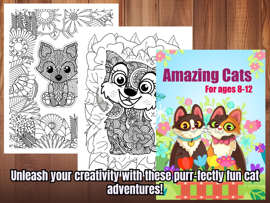 Cats Coloring Book for Kids: 39 Fun Printable Pages (ages 8-12) (PDF ...