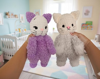 Kitty Lovey Crochet Pattern PDF – 2-in-1 Low Sew Amigurumi Cat Lovey, Plush Toy, Digital Download