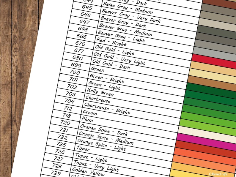 DMC Printable Color Chart Inventory Sheets with Notes Digital Download DMC Chart Instant Cross Stitch Floss Thread Color Sample Chart PDF imagem 8