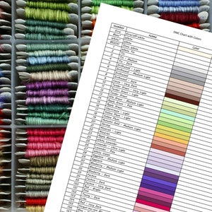 DMC Printable Color Chart Inventory Sheets with Notes Digital Download DMC Chart Instant Cross Stitch Floss Thread Color Sample Chart PDF imagem 6