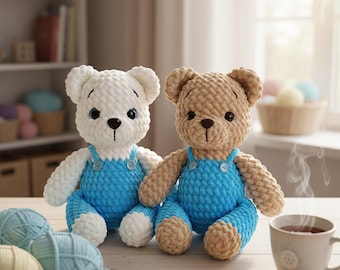 Nimby, the Moonlit Bear Crochet Pattern – Amigurumi Teddy Bear PDF – Easy Plush Toy Pattern (US Terms)