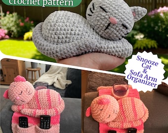 2in1 Crochet Cat Pattern Bundle: Mimi Snooze & Luna Cubby Purr (PDF Download) Low sew amigurumi Patterns