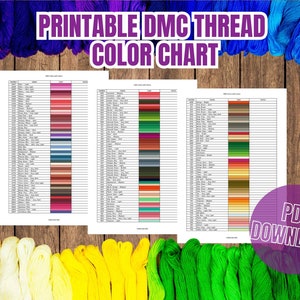 DMC Printable Color Chart Inventory Sheets with Notes Digital Download DMC Chart Instant Cross Stitch Floss Thread Color Sample Chart PDF imagem 2