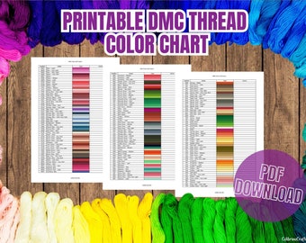 Printable DMC Thread Color Chart - Etsy
