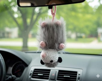 Mossy the Opossum Crochet Pattern – Amigurumi Plush Toy PDF, Beginner Friendly, Chenille + Eyelash Yarn, Hanging Tail Design