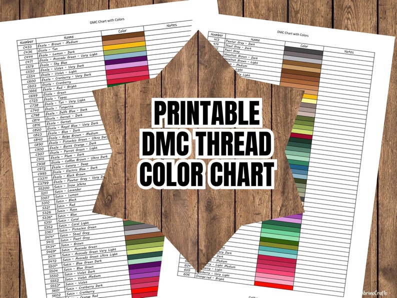 DMC Printable Color Chart Inventory Sheets With Notes Digital Download