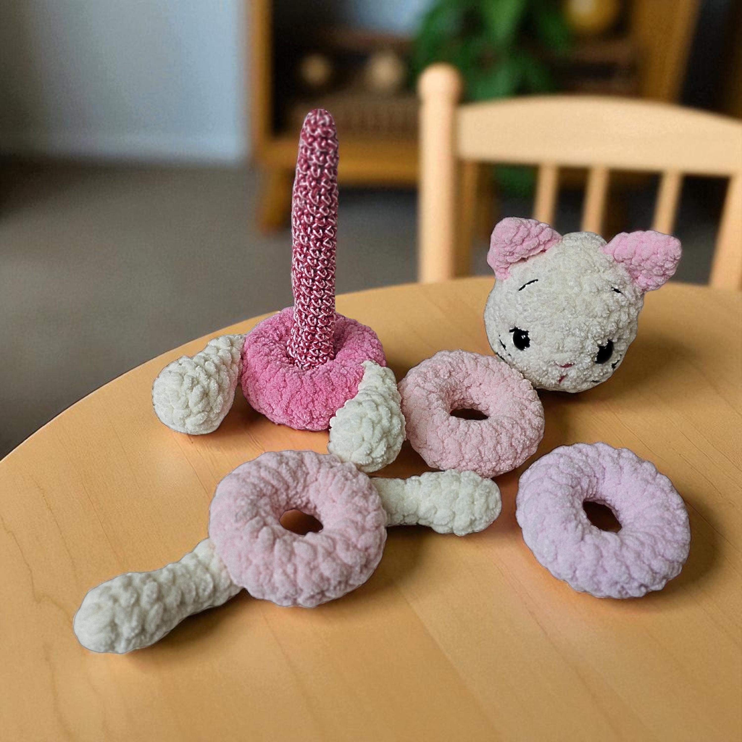 Cat Stacking Toy Crochet Pattern 'Nala Cuddleloop' Cat Amigurumi Baby Activity Toy-Kitten Ring Tower Beginner Crochet Montessori Digital Pdf - Thumbnail 3