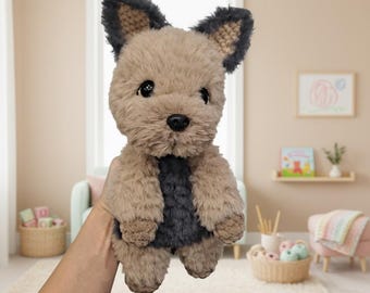 Yorkie Lovey Crochet Pattern | Sadie the Fluffy Yorkie Puppy | Low-Sew Dog Lovey PDF | US Terms | Confident Beginner