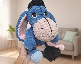 Droopy-Eared Donkey Crochet Pattern, Cute Plush Donkey Amigurumi PDF, Soft Chenille Toy, Digital US Terms for Confident Beginners