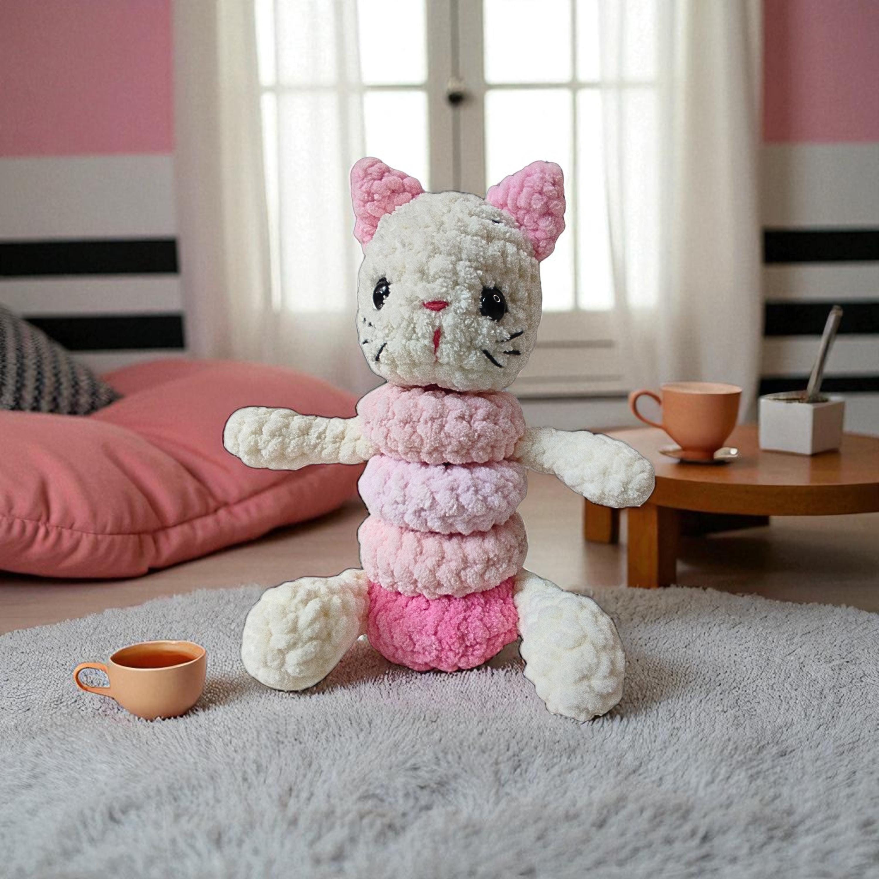Cat Stacking Toy Crochet Pattern 'Nala Cuddleloop' Cat Amigurumi Baby Activity Toy-Kitten Ring Tower Beginner Crochet Montessori Digital Pdf - Thumbnail 5