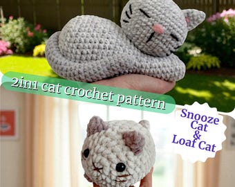 2in1 Crochet Cat Pattern Bundle: Mimi SnoozeMimi Snooze + Loafy Cat (PDF)