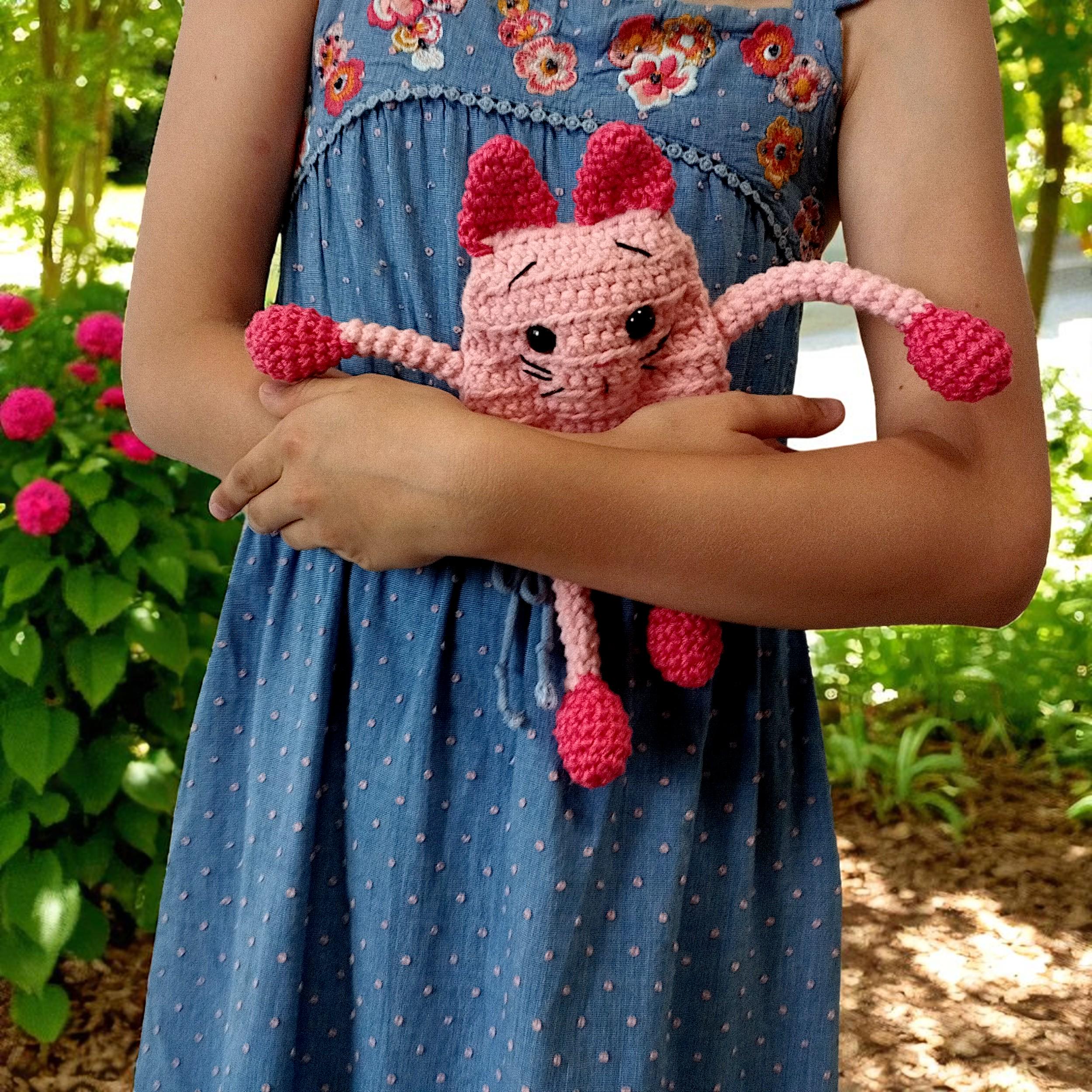 Stretchable Cat Crochet  Pattern - Stretchy Pull Toy Cupcake Tuggy Cat Crochet Pattern – Cat Hanging Sensory Crochet Montessori Baby Gift - Thumbnail 2