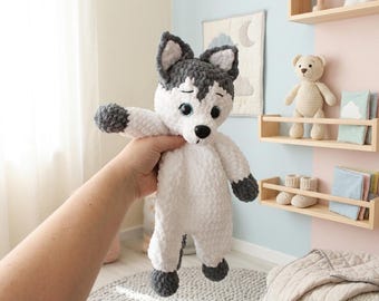 Zephyr, the Husky Lovey Crochet Pattern (PDF) – Flat-Body Amigurumi Dog Lovey, Plush Baby Security Blanket, Easy Crochet Pattern (US Terms)