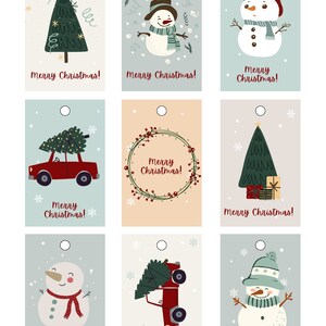 Bearbeitbar und Herunterladen Grauer und Roter Illustrativer Schneemann Weihnachtsgeschenkanhänger