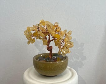 Arbre à billets en cristal de citrine | Arbre à billets en cristal |  Décoration de bureau | Cadeau de pendaison de crémaillère | Cadeau d'anniversaire | Décoration Bonsaï Feng Shui