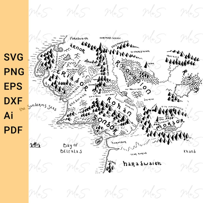 Middle Earth Map Svg Lord of the Rings Tshirt Svg Lotr Trilogy Svg