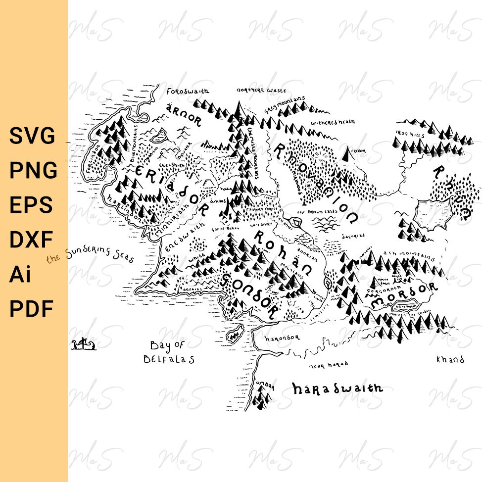 Middle Earth Map Svg Lord of the - Il Fullxfull.5652321635 Rj4l