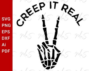 Sketelton hands svg | Creep it real | Halloween Clipart | Gothic horror | Instant Svg, Png, Eps, dxf, pdf, Ai digital download
