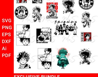Paquete de anime SVG, SVG japonés, Silueta de anime, Manga de anime, Descarga instantánea, SVG instantáneo, Png, Eps, dxf, pdf, Descarga digital Ai