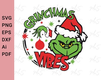 GRINCHMAS VIBES svg | Merry Christmas svg |  grinch svg | Christmas | Instant Svg, Png, Dxf, pdf, Ai digital download