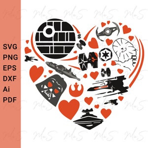 STAR WARS svg || love svg || BB8 svg star wars || Valentine day svg || Instant Download SVG, Png, Eps, dxf, pdf, Ai digital download