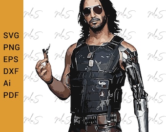 CYBERPUNK Johnny Silverhand svg // cyberpunk 2077 svg / cyberpunk samurai / Instant SVG, Png, Eps, dxf, pdf, Ai descarga digital