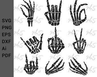 Sketelton hands svg | halloween Bundle | Skull Skeleton Hand Clipart | Gothic horror | Instant Svg, Png, Eps, dxf, pdf, Ai digital download