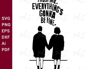 FIGHT CLUB SVG / Créeme, todo va a estar bien / Brad Pitt / Jared Leto / Marla / Instant Svg, Png, Eps, dxf, pdf, Ai descarga digital