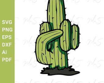Fucktus Svg // Dedo medio Svg // Cactus Svg // Cactus divertido Svg // Cactus lindo // Descarga digital instantánea Svg, Png, Eps, dxf, pdf, Ai