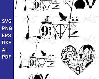 TE AMO PAQUETE svg / camisa de mago mágico svg / camisa de San Valentín svg / Amor harry poter svg / Instant Svg Png Eps dxf pdf Ai descarga digital