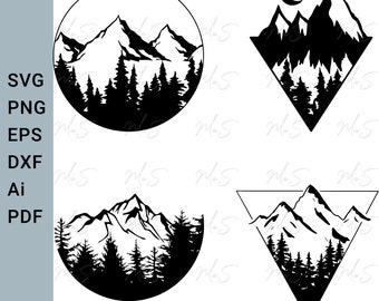 MONTAÑAS BUNDLE svg // montañas camiseta svg // montañas svg // svg Bundle // Instant SVG, Png, Eps, dxf, pdf, Ai descarga digital