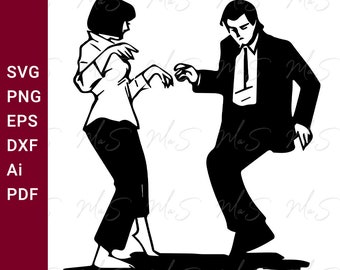 Pulp Fiction Twist Dance svg / Mia Wallace svg / Quentin Tarantino svg / Vincent Vega / Instant Svg, Png, Eps, dxf, pdf, Ai descarga digital
