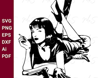 Pulp Fiction svg / Mia Wallace / Quentin Tarantino svg / Uma Thurman / Vincent Vega / Instant Svg, Png, Eps, dxf, pdf, Ai descarga digital
