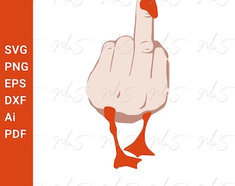 Duck you Svg || Middle finger svg || Duck Svg || Funny Duck Svg || Cute Duck fuckyou || Instant Svg, Png, Eps, dxf, pdf, Ai digital download