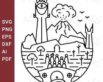 El Señor de los Anillos svg // TOLKIEN lindo svg // Símbolos del Señor de los Anillos svg // Descarga instantánea SVG, Png, dxf, pdf, Eps, Ai descarga digital