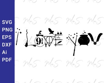 TE AMO regalo svg / camisa de mago mágico svg / camisa de San Valentín svg / Amor harry poter svg / Instant Svg Png Eps dxf pdf Ai descarga digital