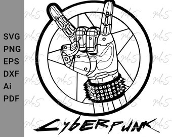 CYBERPUNK 2077 // Johnny Silverhand LOGO // blanco y negro // Instant SVG, Png, Eps, dxf, pdf, Ai descarga digital